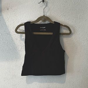 Garage v-neck fitted crop top; XS